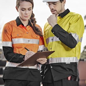 Mens Hi Vis Spliced Industrial Shirt - Hoop Taped