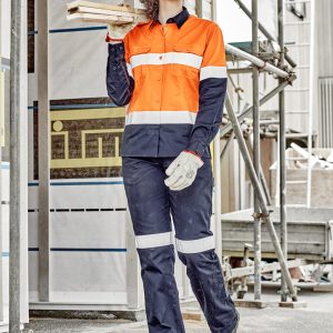 Womens Hi Vis Spliced Industrial Shirt - Hoop Taped