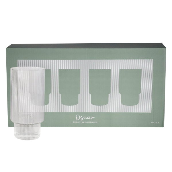 Oscar Ribbed Highball Glasses - Image 4
