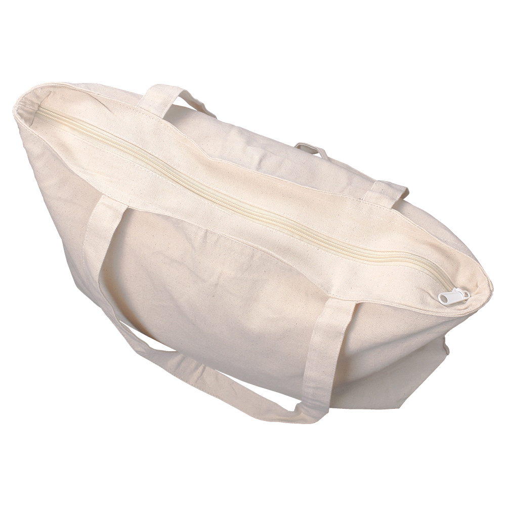 Zippered Cotton Canvas Shopper Tote - Image 6