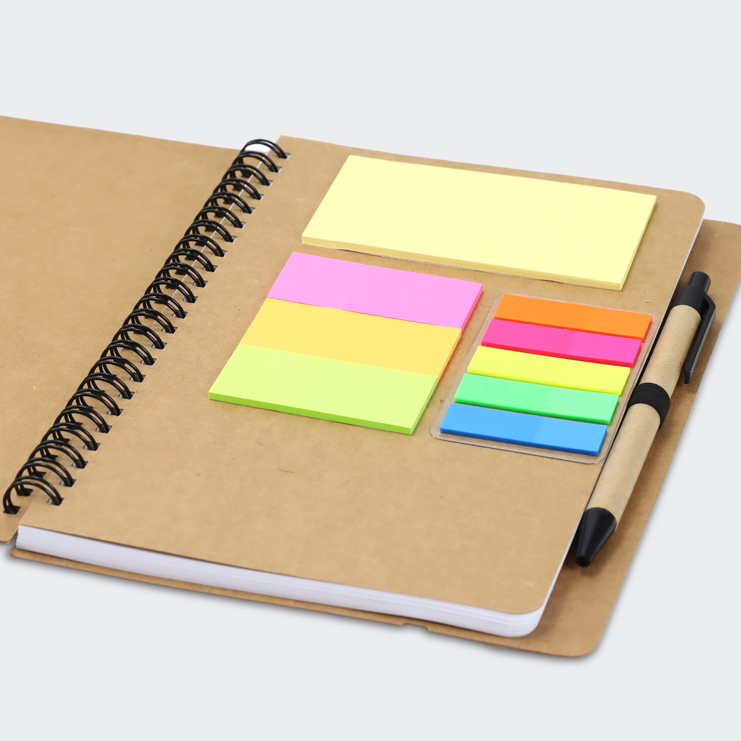 Kraft Notebook with Notes and Flags - Image 3
