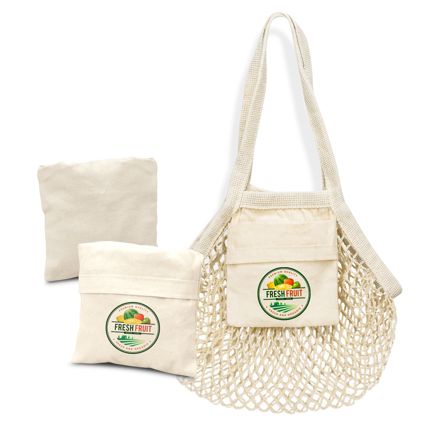 Cotton Mesh Foldaway Tote Bag